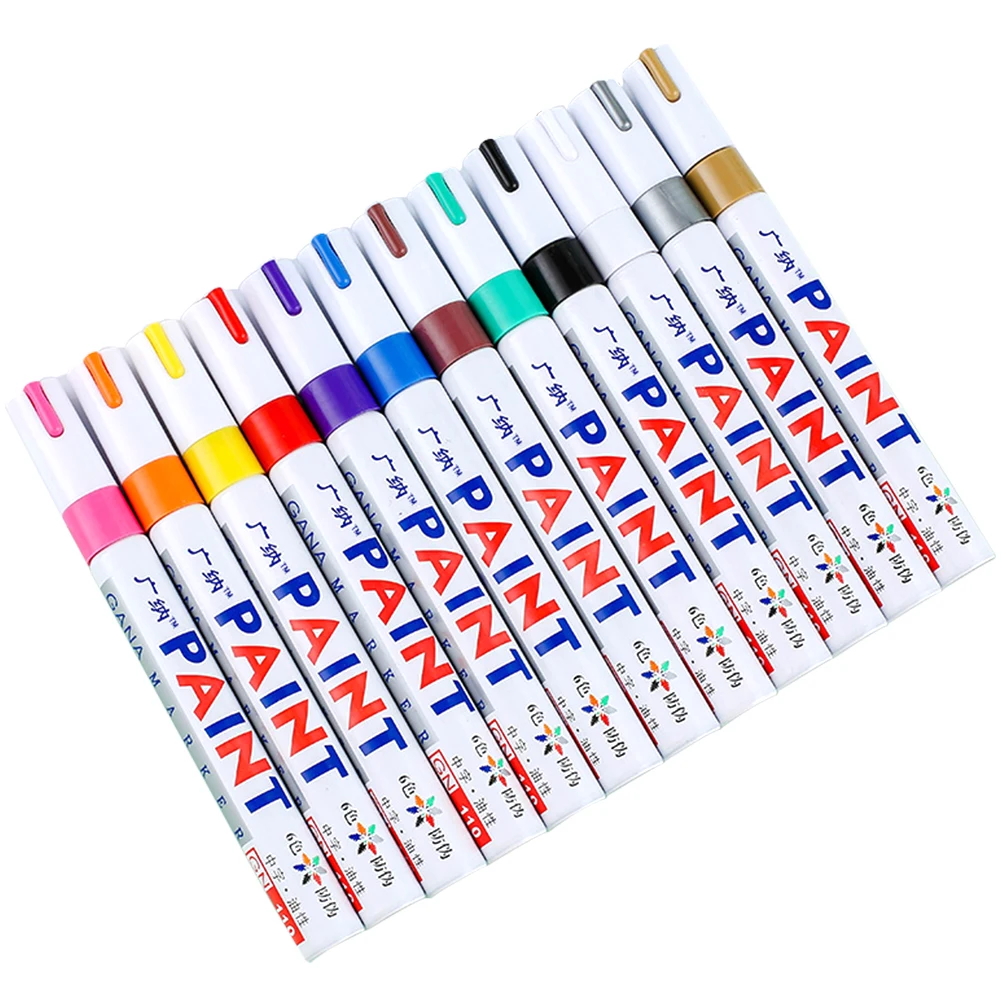 Pcs Colorful Permanent Paint Marker Waterproof White Markers