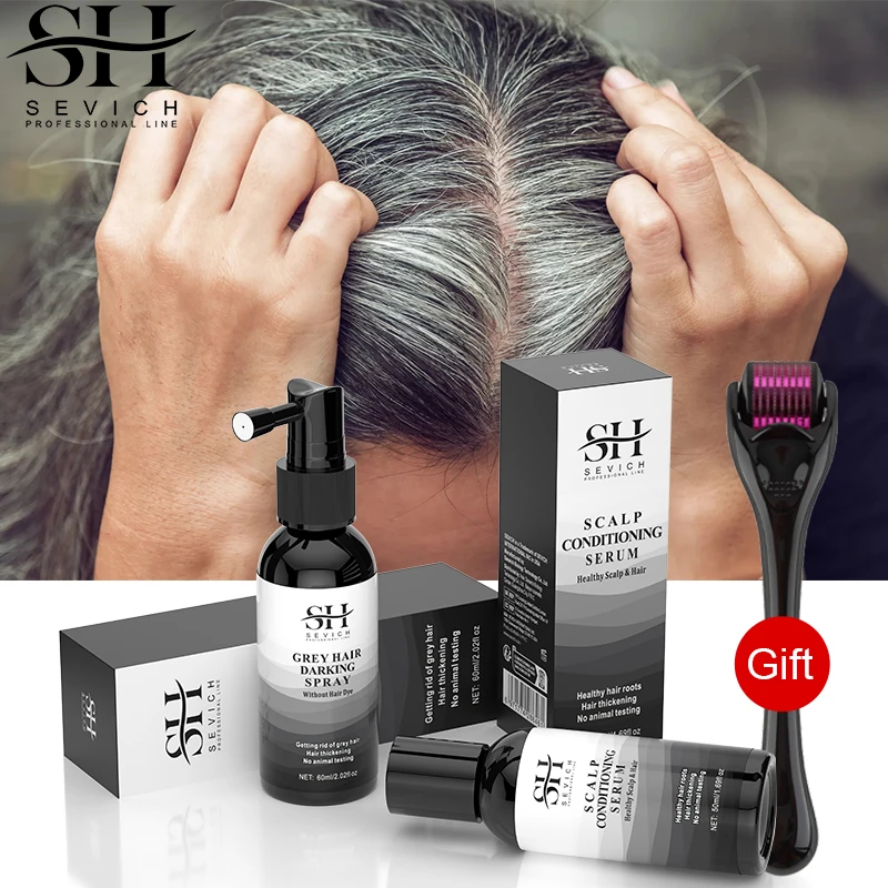 No Irritation Reverse Hair Gray Spray Naturally Ginger Repairing Scalp Serum For Men Women Cover Gray White Hair Shampoo Sevich