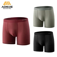 AONIJIE 3PCS Mid-waist Sports Men's Underwear Breathable Mesh Running Fitness Gym Boxer Professional Anti-friction Underpants 1