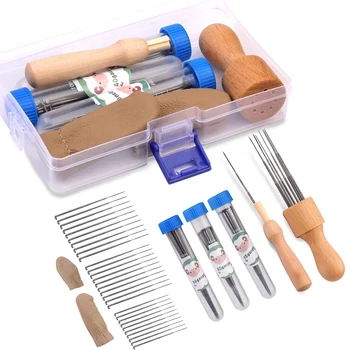 Needle Felting Kit with Wooden Handle & Finger Cots 1