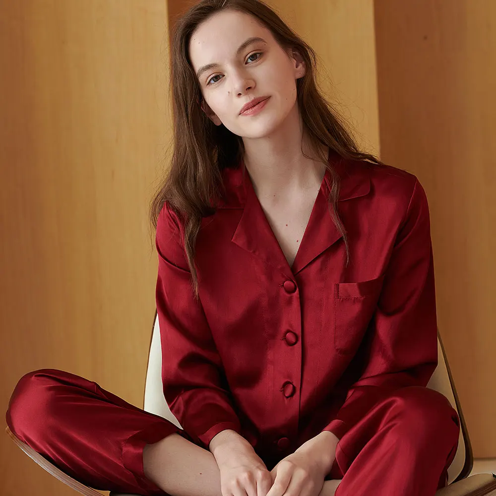 Silk Pajamas Set Women Pure 19 Momme Ladies Sleepwear Luxury Natural Full Length Women's Clothing Free Shipping