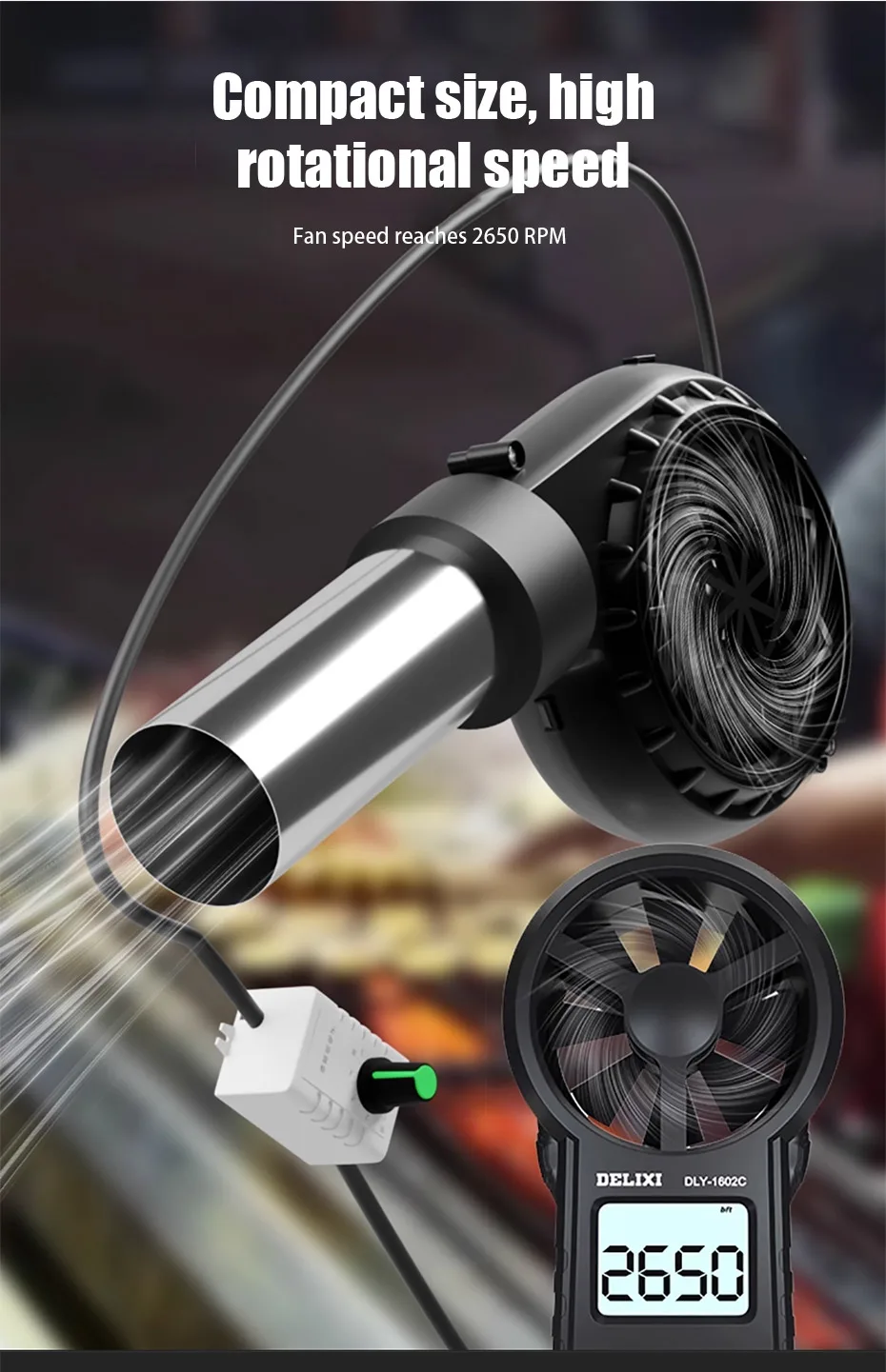 USB Stepless Speed BBQ Blower Mini Grilling Blower Portable Camping Fire Starter