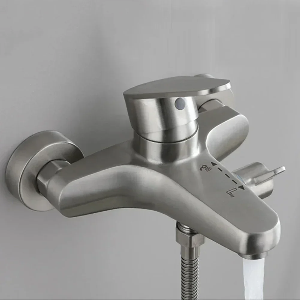 Bathroom Shower Faucet Wall Mounted Stainless Steel Mixer Tap Hot And Cold Water Mixer Triple Shower Tap Bathroom Bathtub Faucet 4