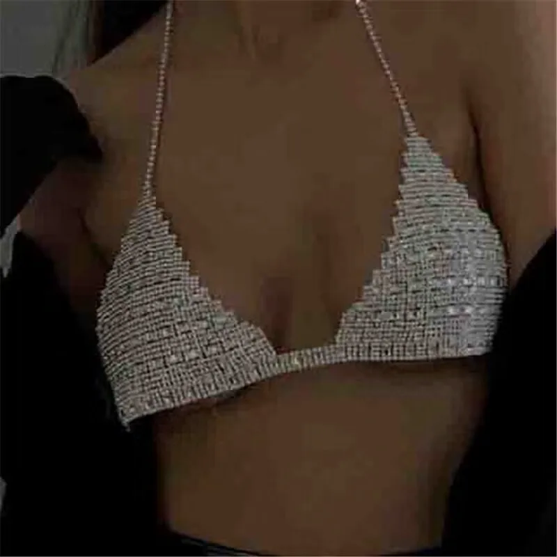 

Fashion Triangle Crystal Thoracic chain Nightclub style Sexy Luxurious Lingerie Rhinestone Body Chain Ornaments Wholesale