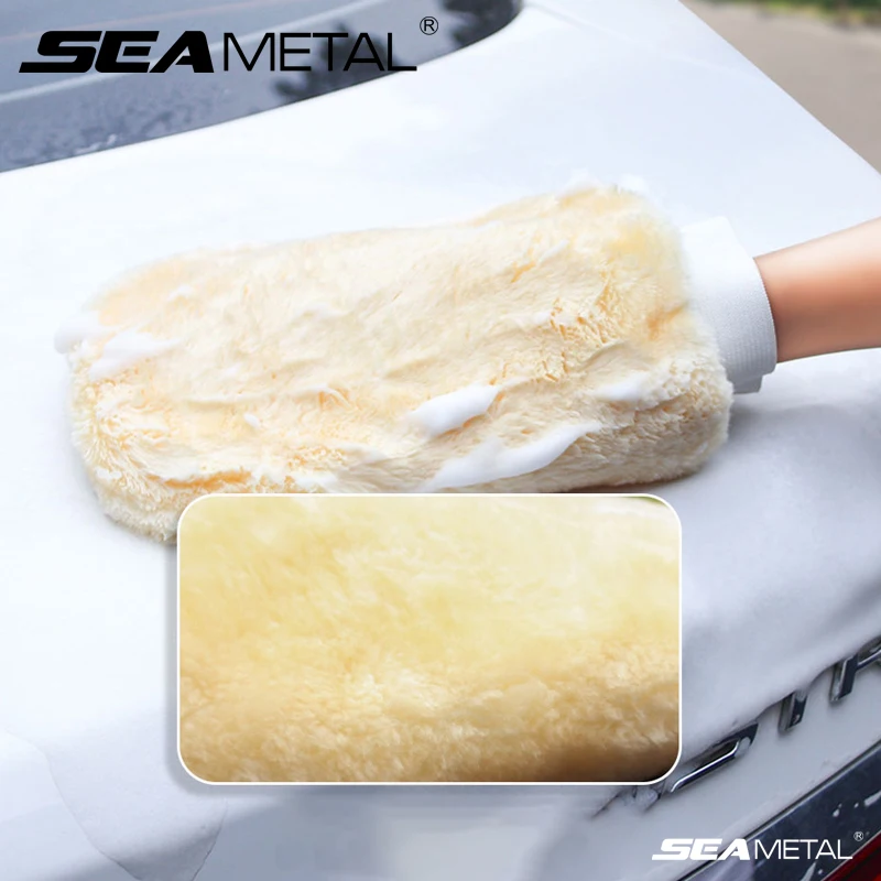SEAMETAL 마이크로 화이버 세차 장갑 모조 양모 부드러운 두꺼운 자동차..