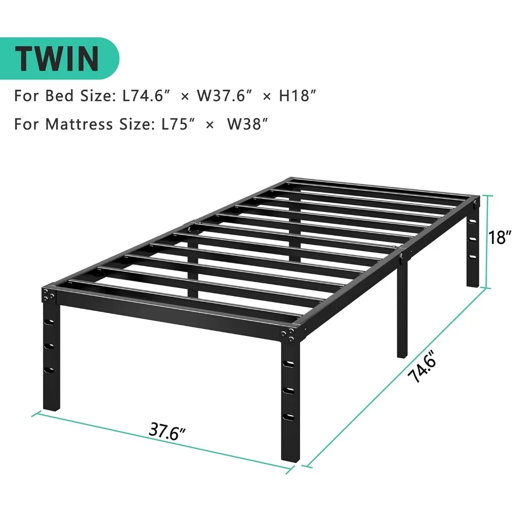 Metal Platform Bed Frame 14 Inch Tall,No Box Spring Needed, Bed with Heavy Duty Strong Support Slats,Easy to Assemble 3
