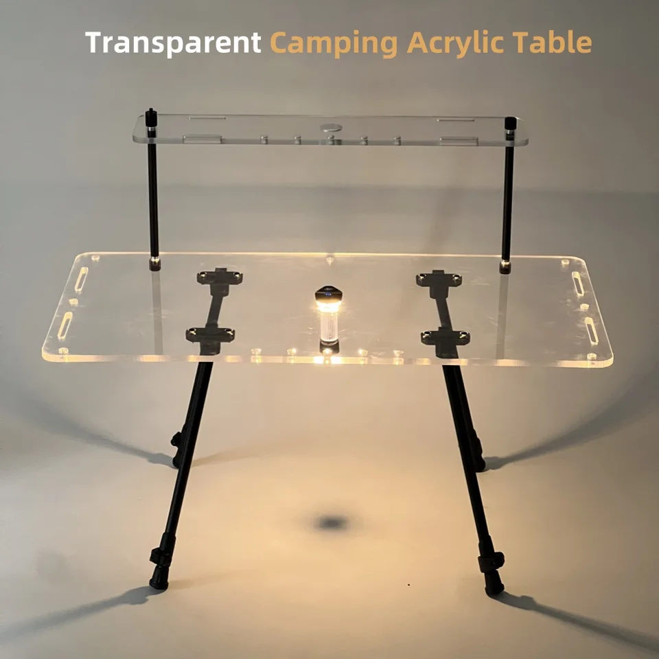 玄関-アクリル透明キャンプテーブル、耐熱性、取り外し可能