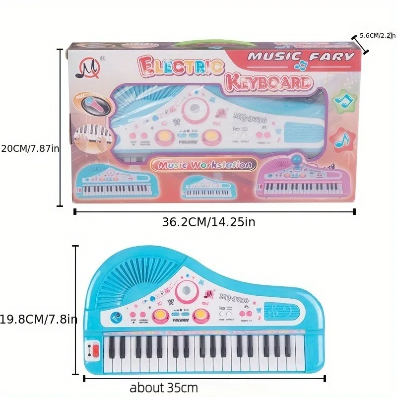Boy and Girl Music Toy Electronic Keyboard Toy 37 Keys Pink Electronic Musical Multifunctional Instruments with Microphone