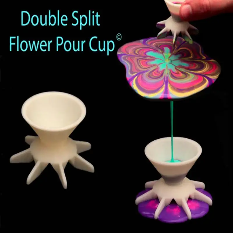 Lot de 2 gobelets fendus pour le versement de peinture à faire soi-même, gobelets réutilisables pour versement de peinture, entonnoir, mini inverseur de peinture pour accessoires de dessin d'art