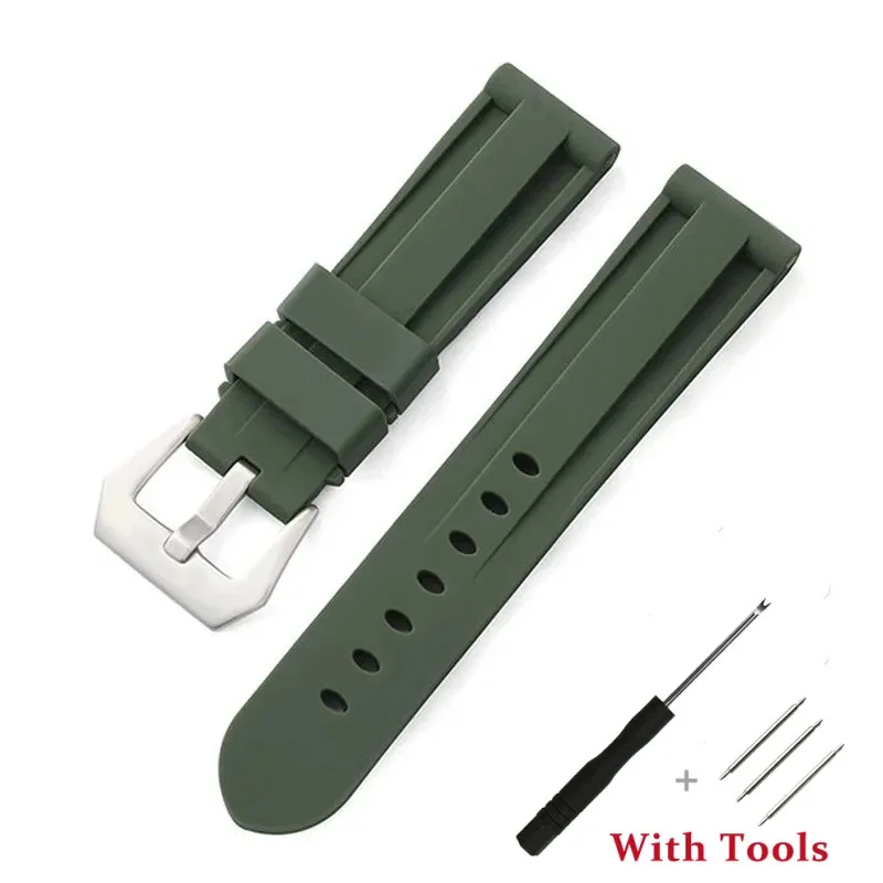 Silicone Waterproof Watch Strap with Stainless Steel Buckle