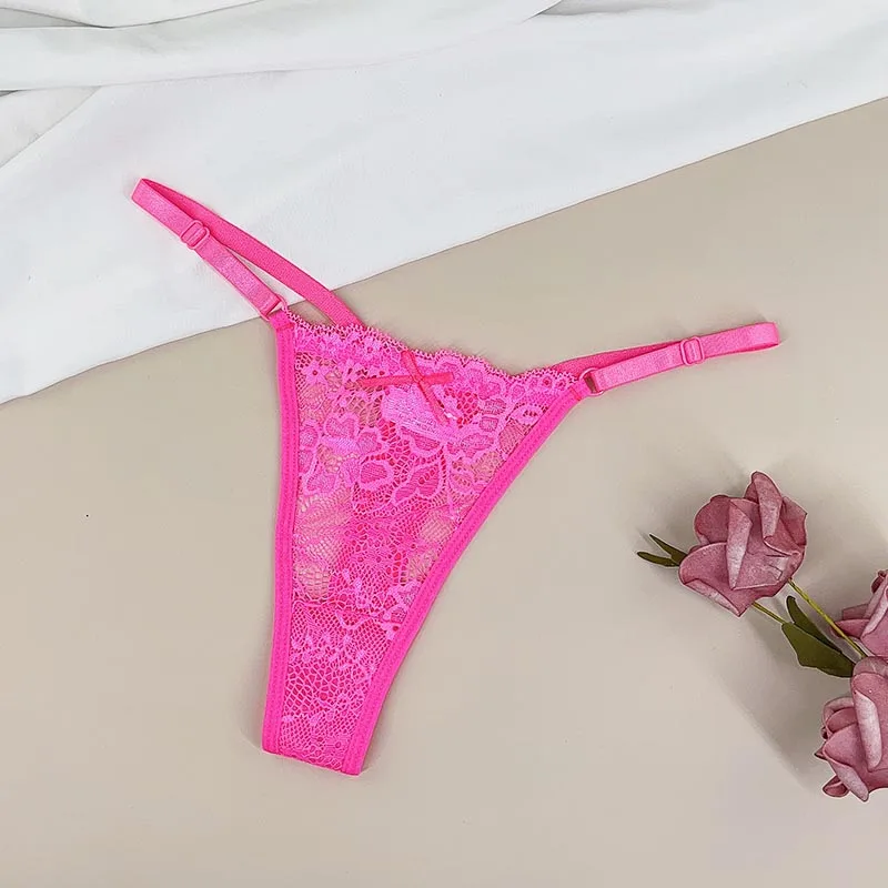 3pcs/set Adjustable Strap Mesh Thong and G String Women's Sexy Low Waist Underwear See Through Female Underpants