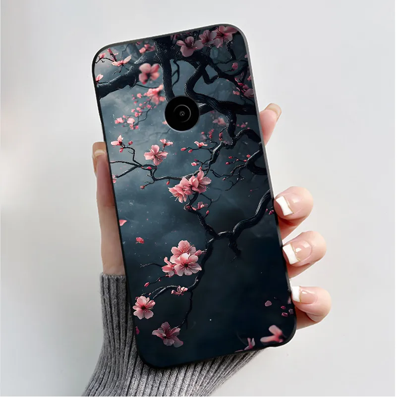 Cute Flower Cartoon Soft Silicone Phone Case – Black Printed Shell Cover
