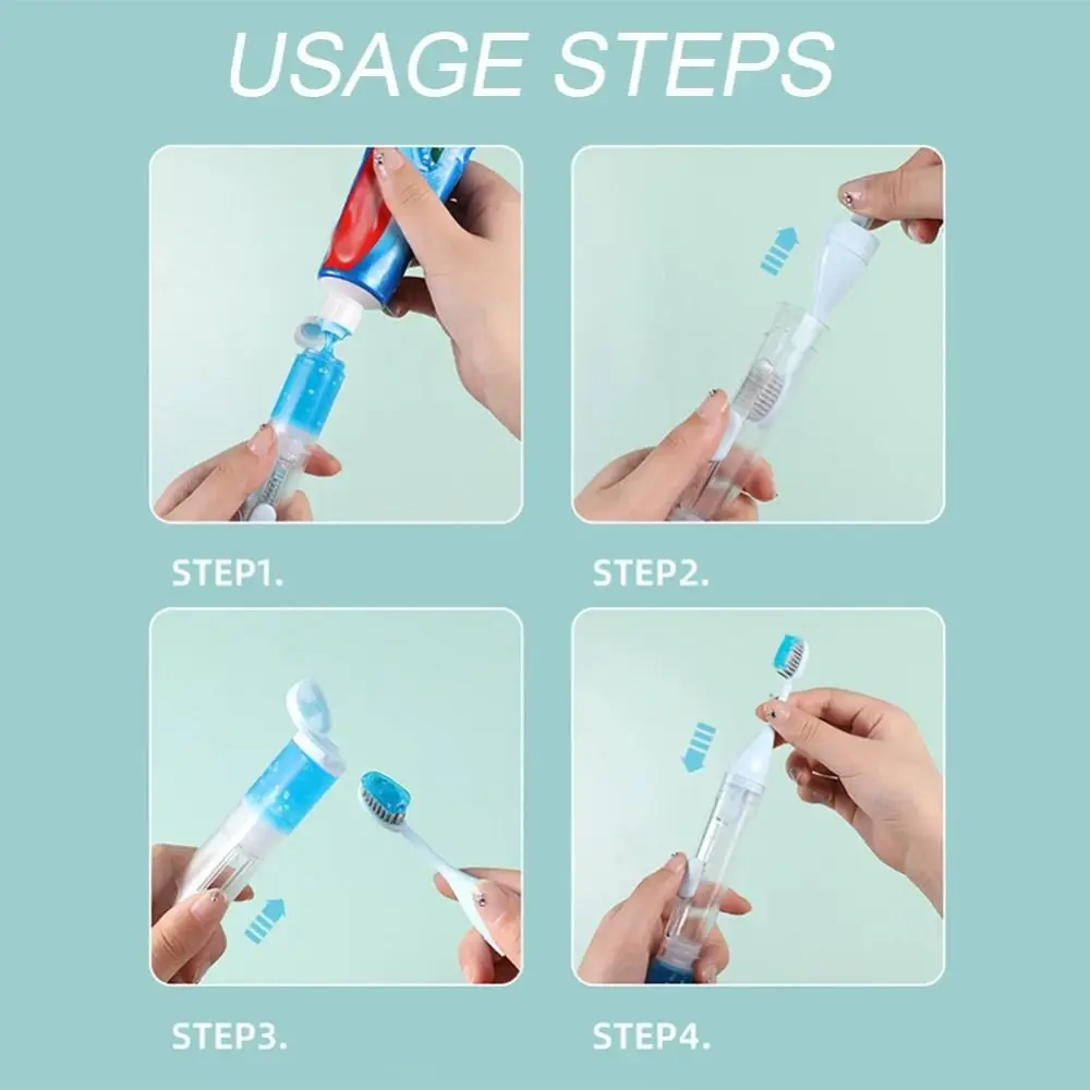 3-IN-1 여행용 칫솔 세트 접이식 휴대용 치약 디스펜서 통합형 미니 치약 튜브 보관함