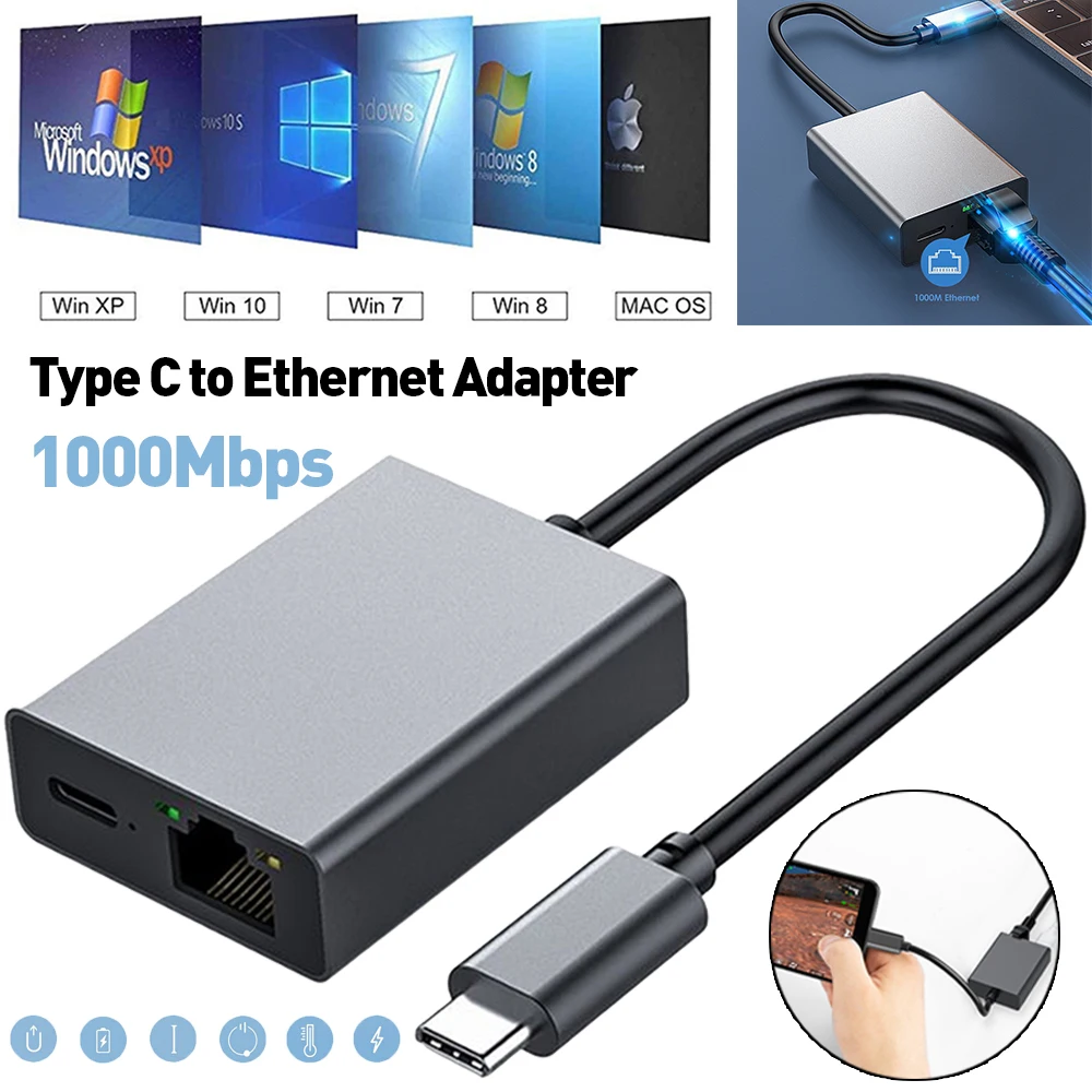 1000mbps type c to rj45 internet cable plug and play usb to ethernet