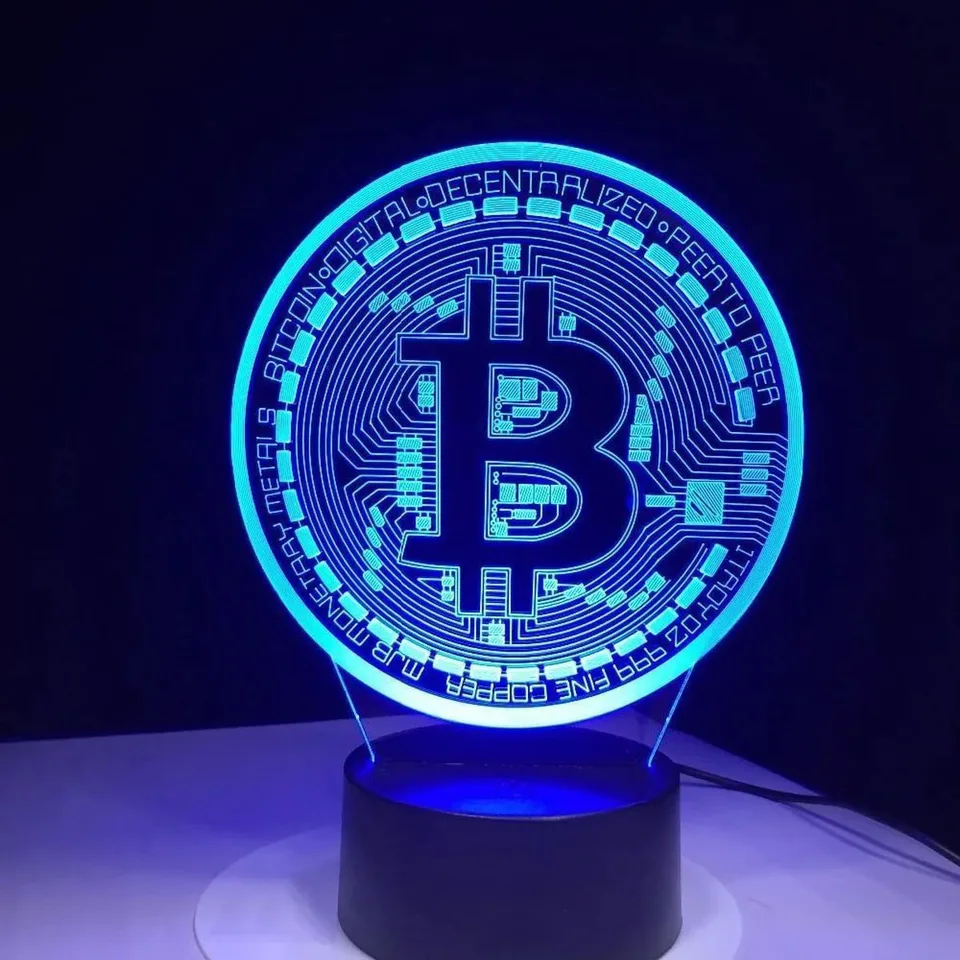 Bitcoin Coin Art Acrylic Led Night Light for Room Decorative Nightlight  Touch Sensor 16 Colors Changing 3D Table Night Lamp - AliExpress