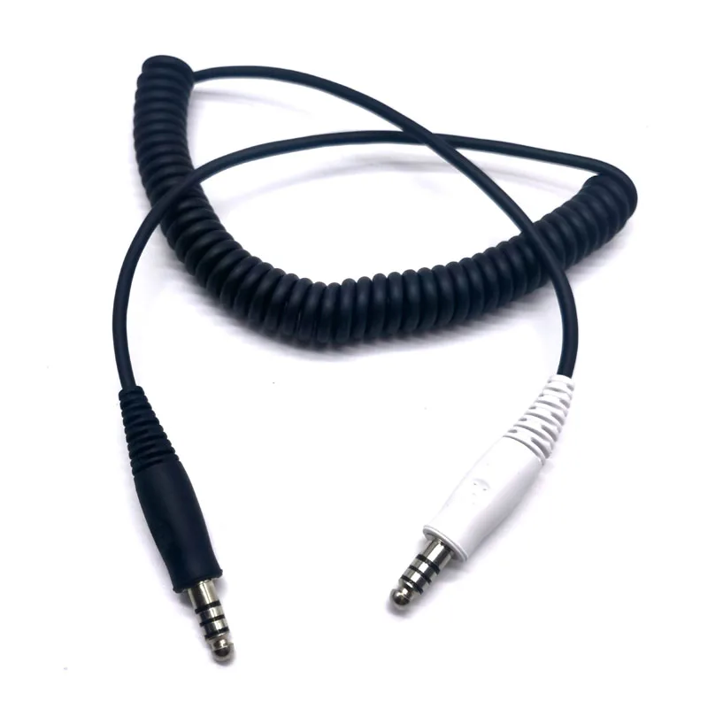 IMSA Harness to Peltor Helmet Aircraft Noise Cancelling Adapter Coil Cable NATO Plug for U94 Plug-in Radio Headset Communication