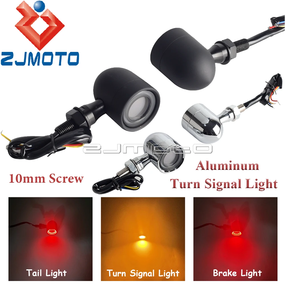 

1 Pair Aluminum Motorcycle Turn Signal Light Amber & Red Indicator Lamp Universal For Cruiser Bobber Chopper Custom 10mm Screw