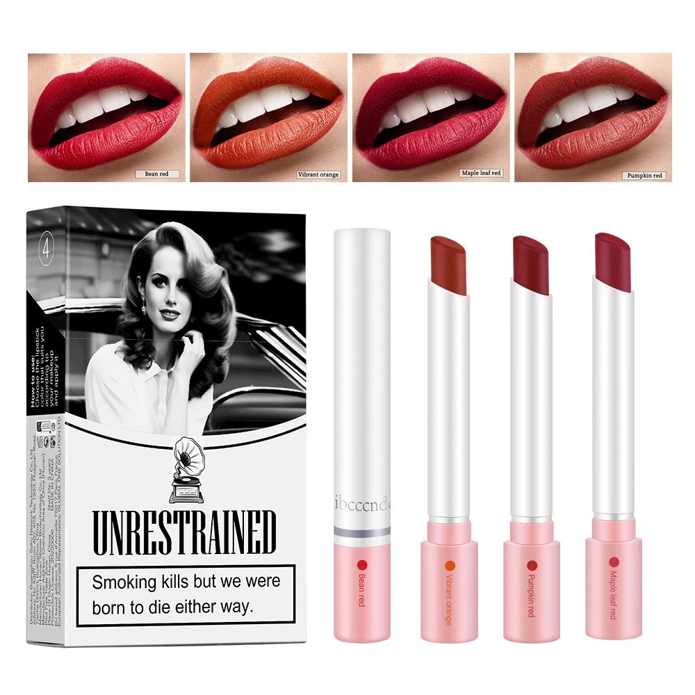 thumbnail image 1 of 4Colors/set Cigarette Lip Gloss Set Velvet Matte Waterproof Long-lasting Lip Non-Stick Cup Cigarette Lipstick Makeup For Women, 1 of 5