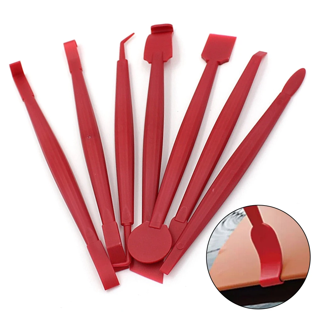 

7PCS Red DIY Car Wrap Vinyl Tools Kit Automotive Film Trimming Tool To Minimize Scratches And Reduce Damage Maintenance Parts