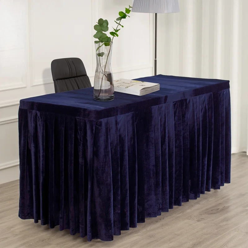 Fashion Table Skirt Rectangular Tablecloth Conference Room Exhibition Flannelette Desk Cover Wedding Home Hotel Decor