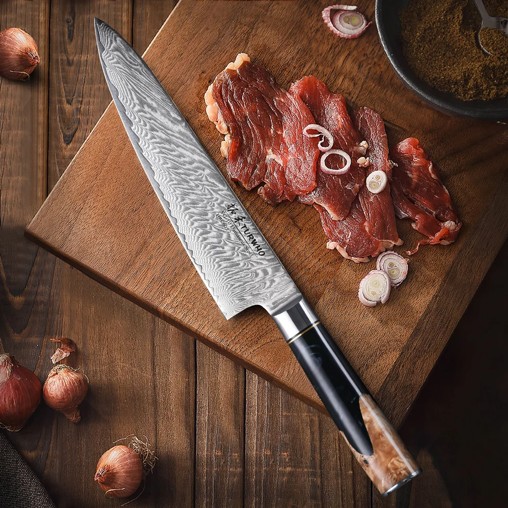 TURWHO 8 Inch Chef Knife Gyuto Knife Japanese Style VG10 Core Damascus Kitchen Knives Stainless Steel Butcher Knife Resin Handle 2