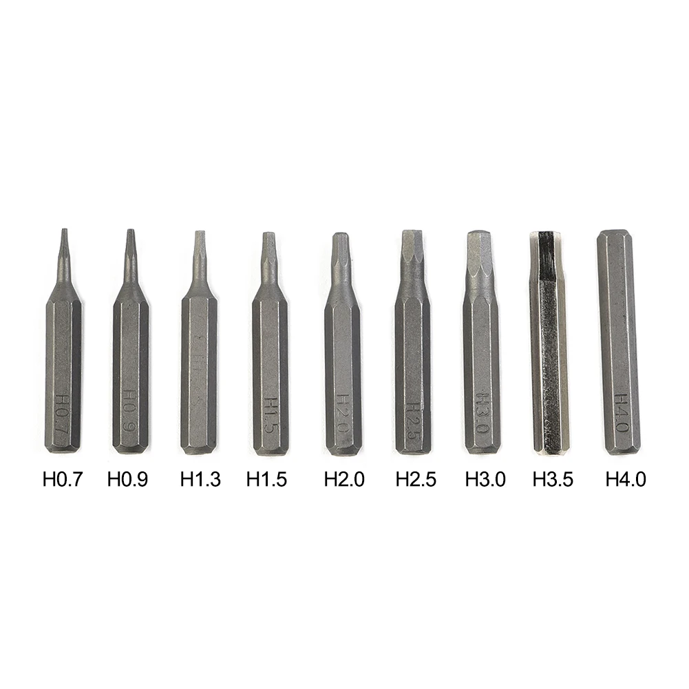 

1Pc 4*28mm Hex Screwdriver Bits H0.7 H0.9 H1.5 H2 H3 H4 4mm Hex Shank Steel For Electric Screwdriver Parts Precision Repair Tool