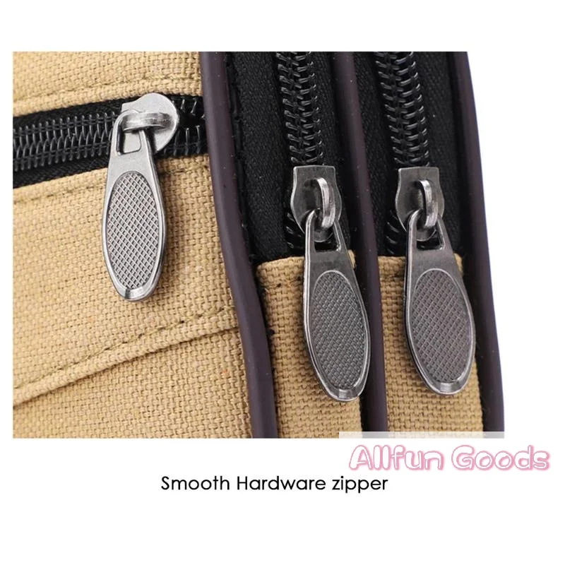 Men's Dual-Layer Canvas Waist Pack - Outdoor Casual Belt Pouch
