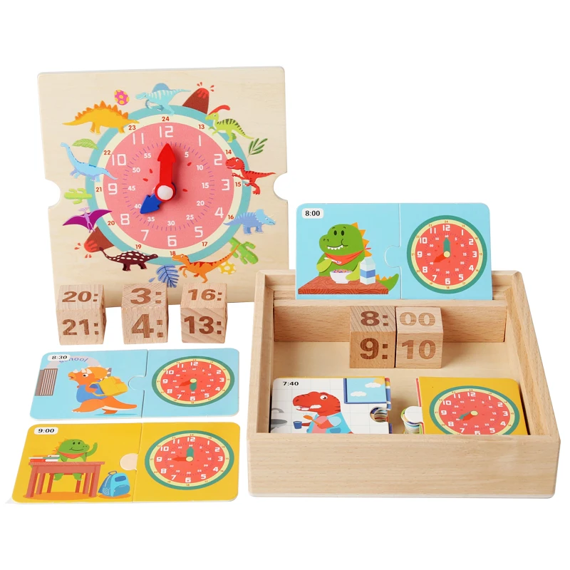 Wooden children's early education clock toys, time enlightenment, cognitive puzzles, educational toys, teaching aids 3