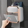 Wall-Mounted Waterproof Toilet Paper Box No-Nail Toilet Tissue Box Free-Punch Tissue Box Toilet Paper Roll Paper Storage Rack 4