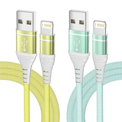 Premium MFI Certified Nylon Braided Lightning Fast Charging Cable - 1.8m (LightGreen Yellow)