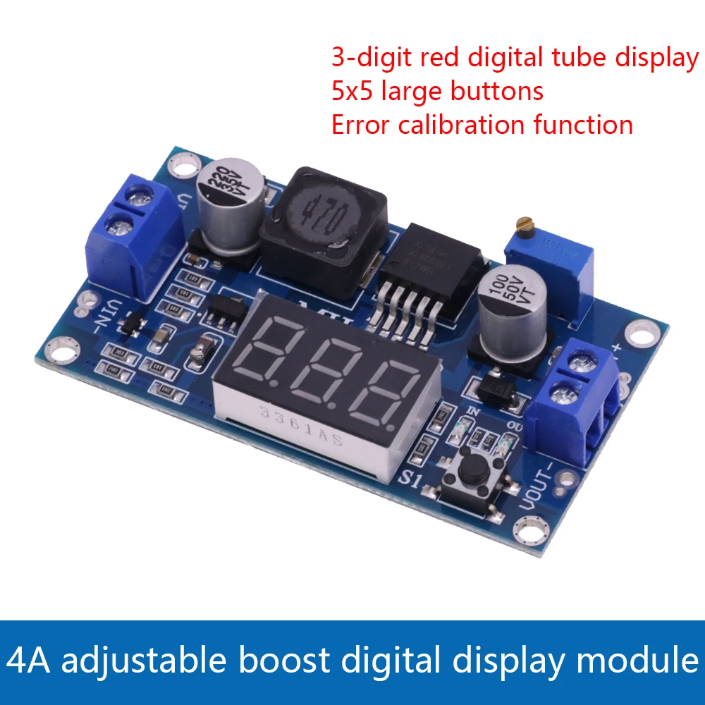 Step Up Converter Voltage Regulator Module Step Up Module Power Supply Module DC-DC 4A XL6009 Digital Boost Step Up Power Supply Module Adjustable 4.5-32V to 5-35V Boost Voltage Regulator With LED Voltmeter