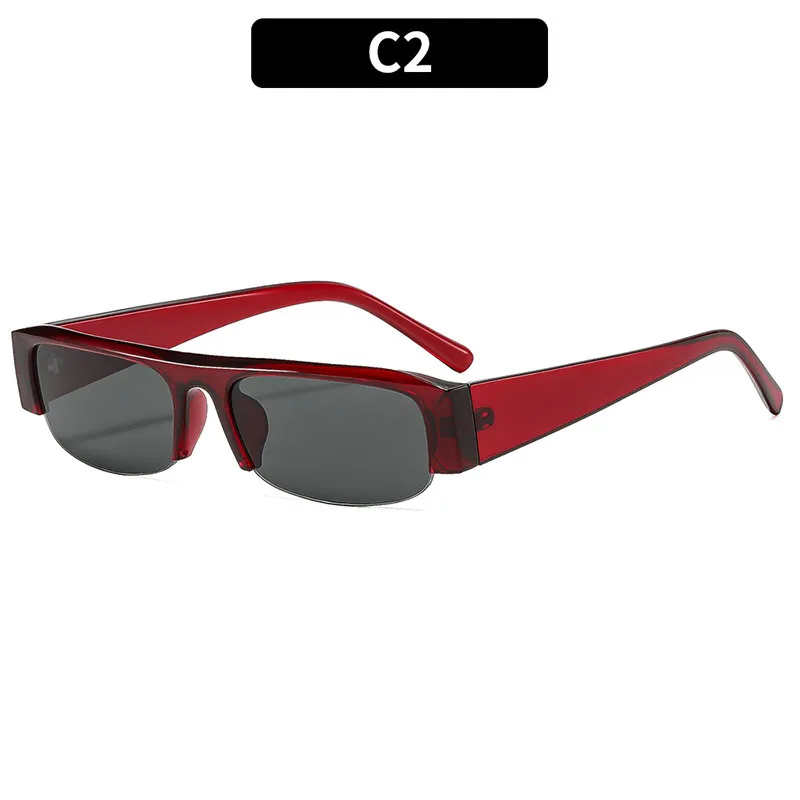 Vintage Leopard Print Half Frame Small Rectangle Gradient UV400 Sunglasses