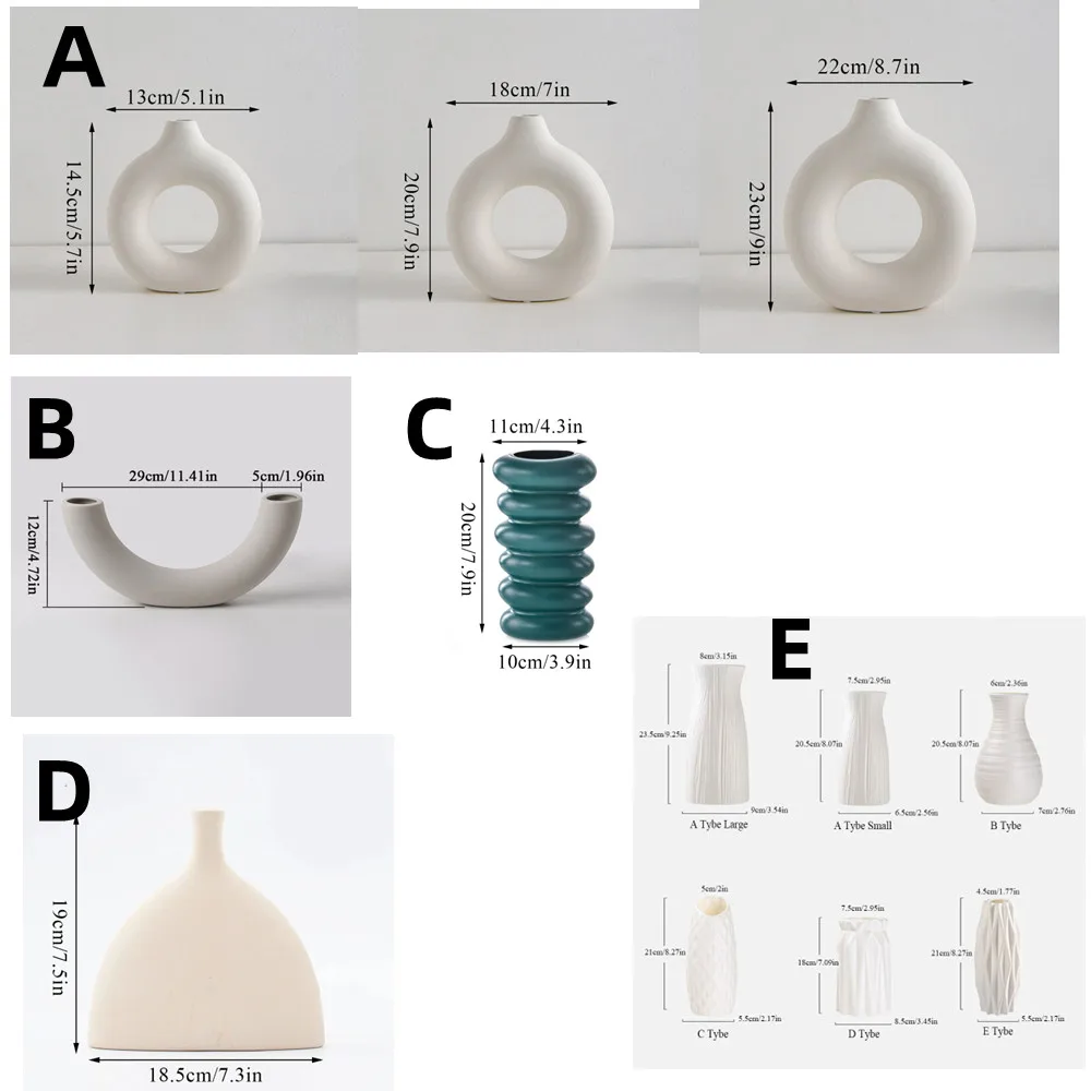 Circle Vase Flower Donut Shape Vase Living Room Decoration Nordic Style Plastic Vase Creativity Desktop Home Decoration Supply 6