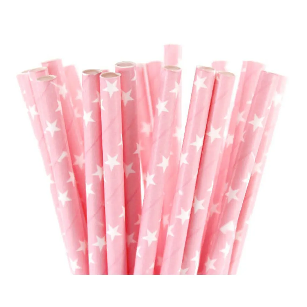25 pcs Colorful Striped Paper Drinking Straws Wedding Bridal Shower Party Decor 