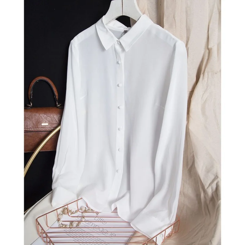 

Spring Autumn Shirts for Women Clothing Long Sleeve Tops Women Blouse Luxury Clothes 100% Mulberry Silk Shirt Ropa Mujer LM674