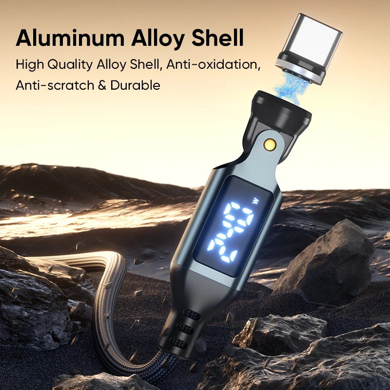 Revolutionary 240W Magnetic Type-C Digital Display Cable with 540-Degree Rotation