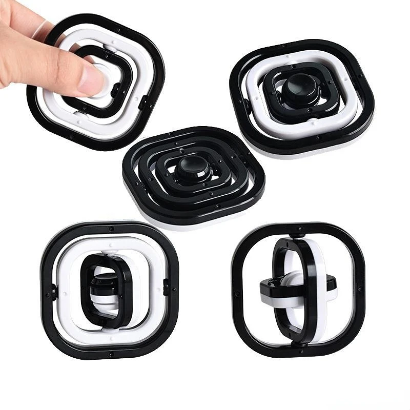 Round/Square 3D Finger Spinner Infinite Flip Gyro Toy Autism Stress Relief ADHD Children Hand Top Kids Child Adult Sensory Gifts 2