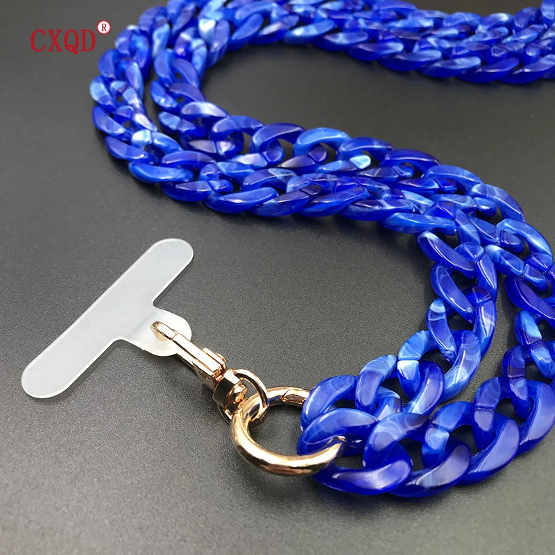 Colorful Bevel Design Acrylic Phone Chain Lanyard Necklace – Stylish and Portable Outdoor Accessory
