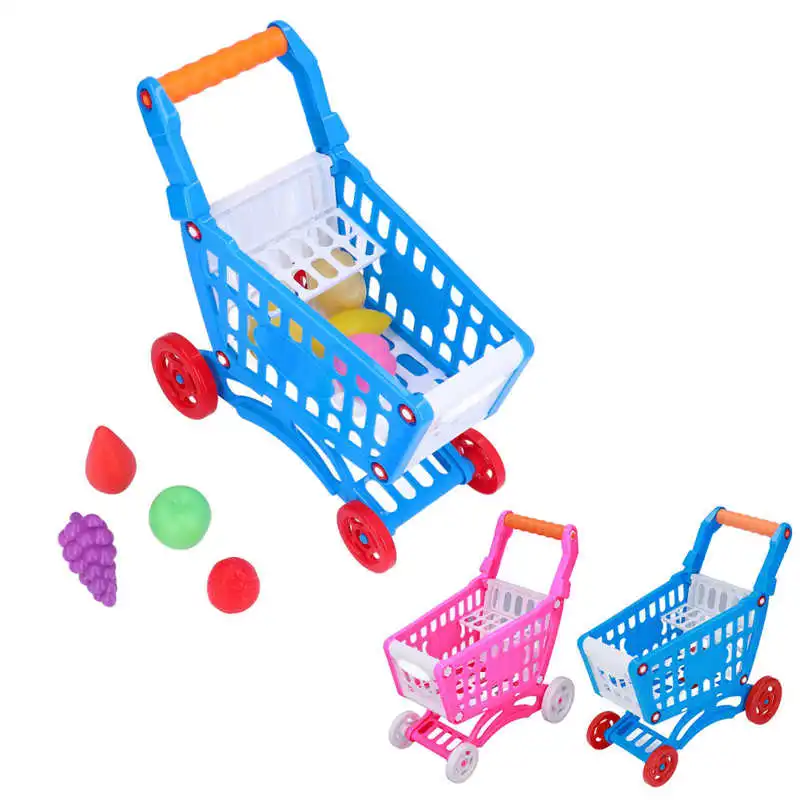 Kids Shopping Cart Play Food Toys Kids Shopping Cart Set Plastic for Learning Development