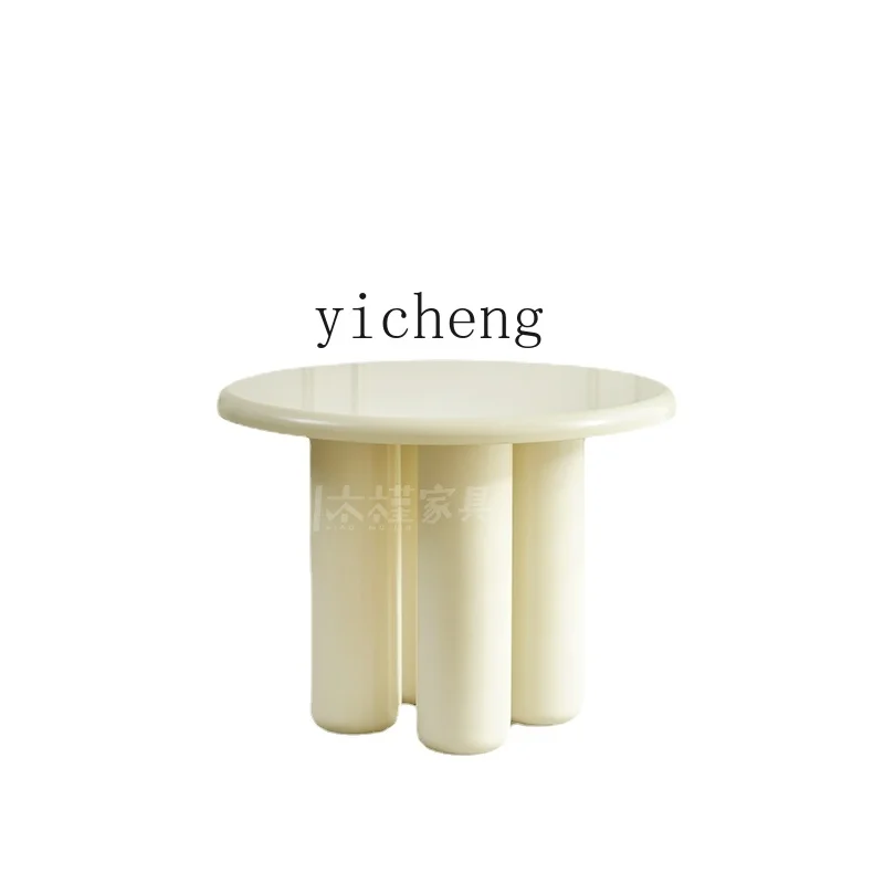 

ZC French Cream Style round Solid Wood Dining Table Nordic Coffee Table Small Apartment Home White Table