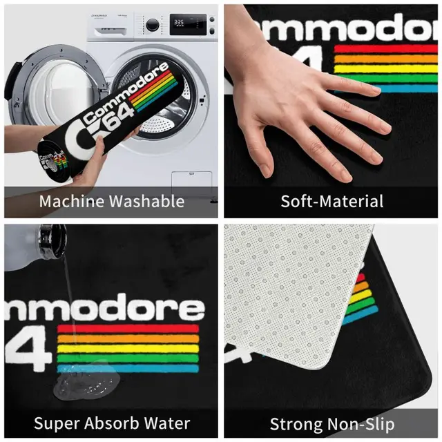 Commodore 64 Retro Klasszikus Ajtócsúszásgátló Konyhai Fürdőszoba Szőnyeg Wc Ajtó Padló Bejárat - Image 4