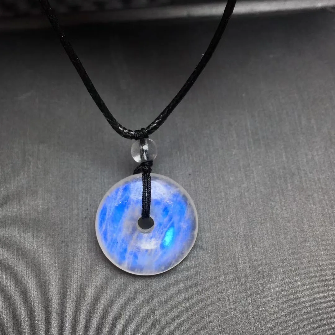 Blue Or Black Moonstone Pendant Necklace – Oval Stone In Silver Bezel, 16-18” Snake Chain