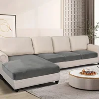 Soft Velvet Sofa Covers Elastic Couch Slipcovers Luxury Plain Living Room Chaise Lounge Case Pet-Friendly Removable Warm 2