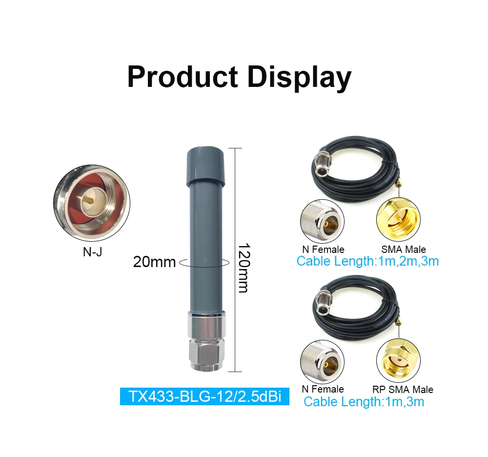433 MHz LoRa Antenna 433MHz for LoRaWAN 400 MHz Short Antennas N Male Outdoor Wa