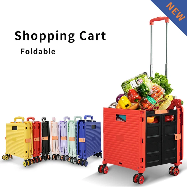 Új 8 Kerekek, Amelyeket A Bevásárláshoz, Kempinghez És Szállításhoz Használt Kosár Összecsukható, Behelyezhető Az Autó Csomagtartójába