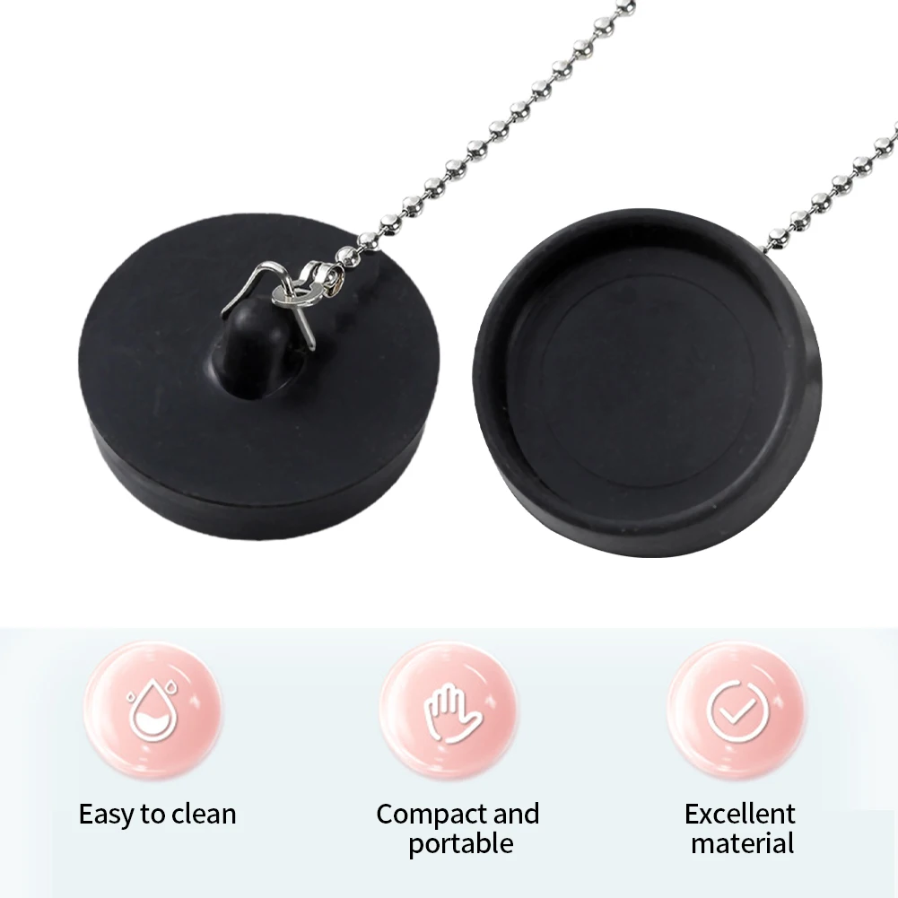 Bathtub Stopper 2pcs 43mm Hanging Ring with Chain