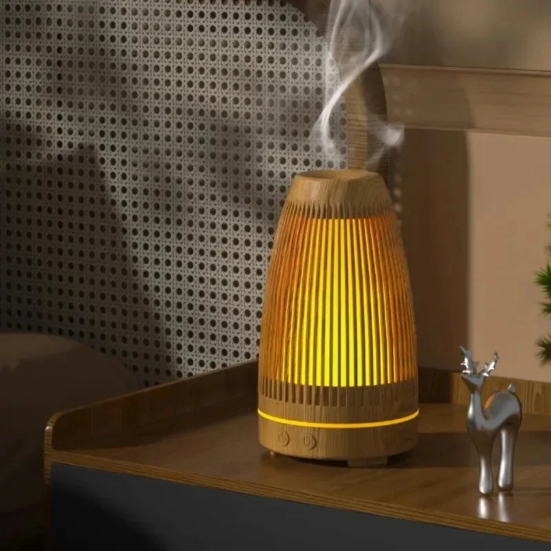 

Flame Aroma Diffuser Wood Grain Air Humidifier Aromatherapy Humidifiers Diffusers Essential Oils Room Fragrance Diffuser Bedroom