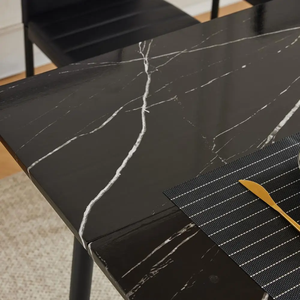 Nordic Rectangular Dining Table PVC Marble Surface Coffee Table Modern Simple Study Desk Multifunction Office Conference Tables 5