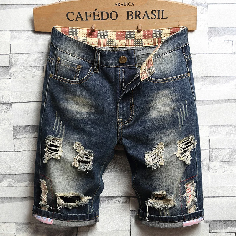 Men's Ripped Short Jeans 2022 Summer 
