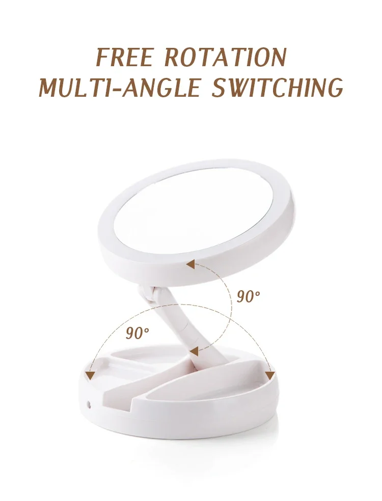 10X magnification mirror showing touch power generation and dimmable feature.